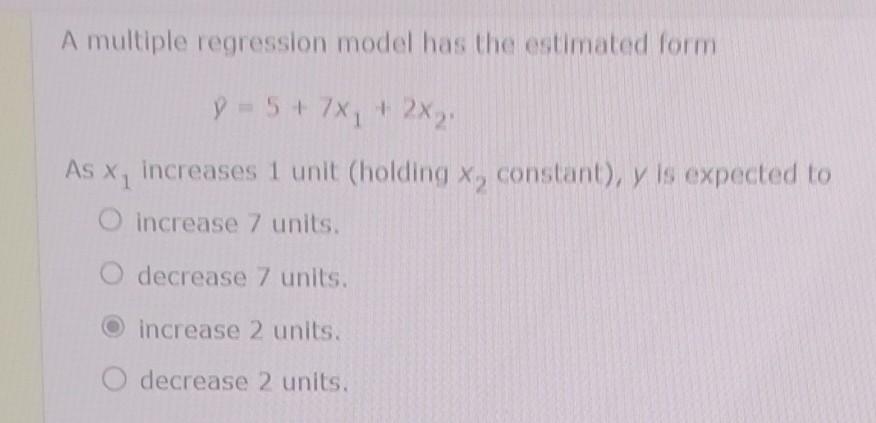 Solved A multiple regression model has the estimated form | Chegg.com