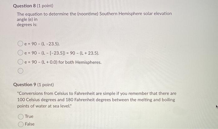 Solved Question 8 (1 point) The equation to determine the | Chegg.com
