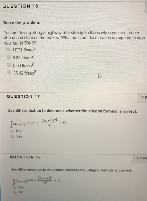Solved QUESTION 16 Solve the problem. You are driving along | Chegg.com