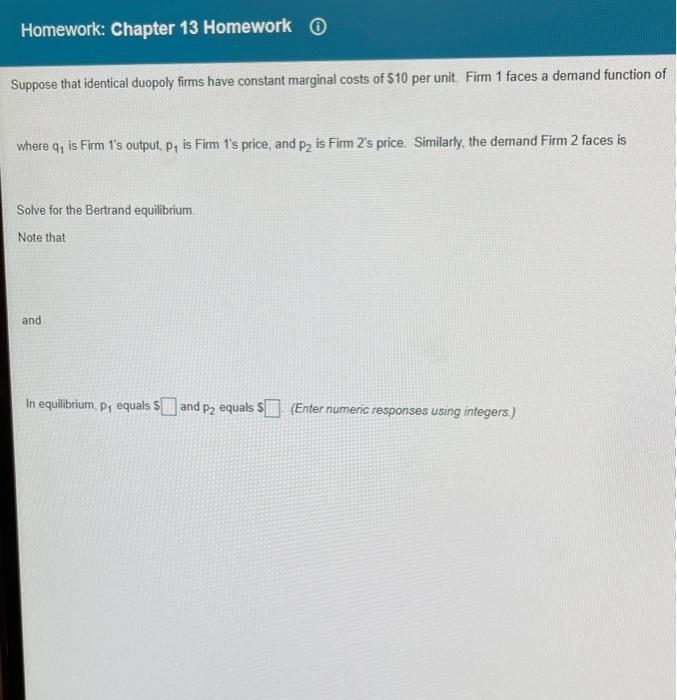 Solved Suppose that identical duopoly firms have constant | Chegg.com