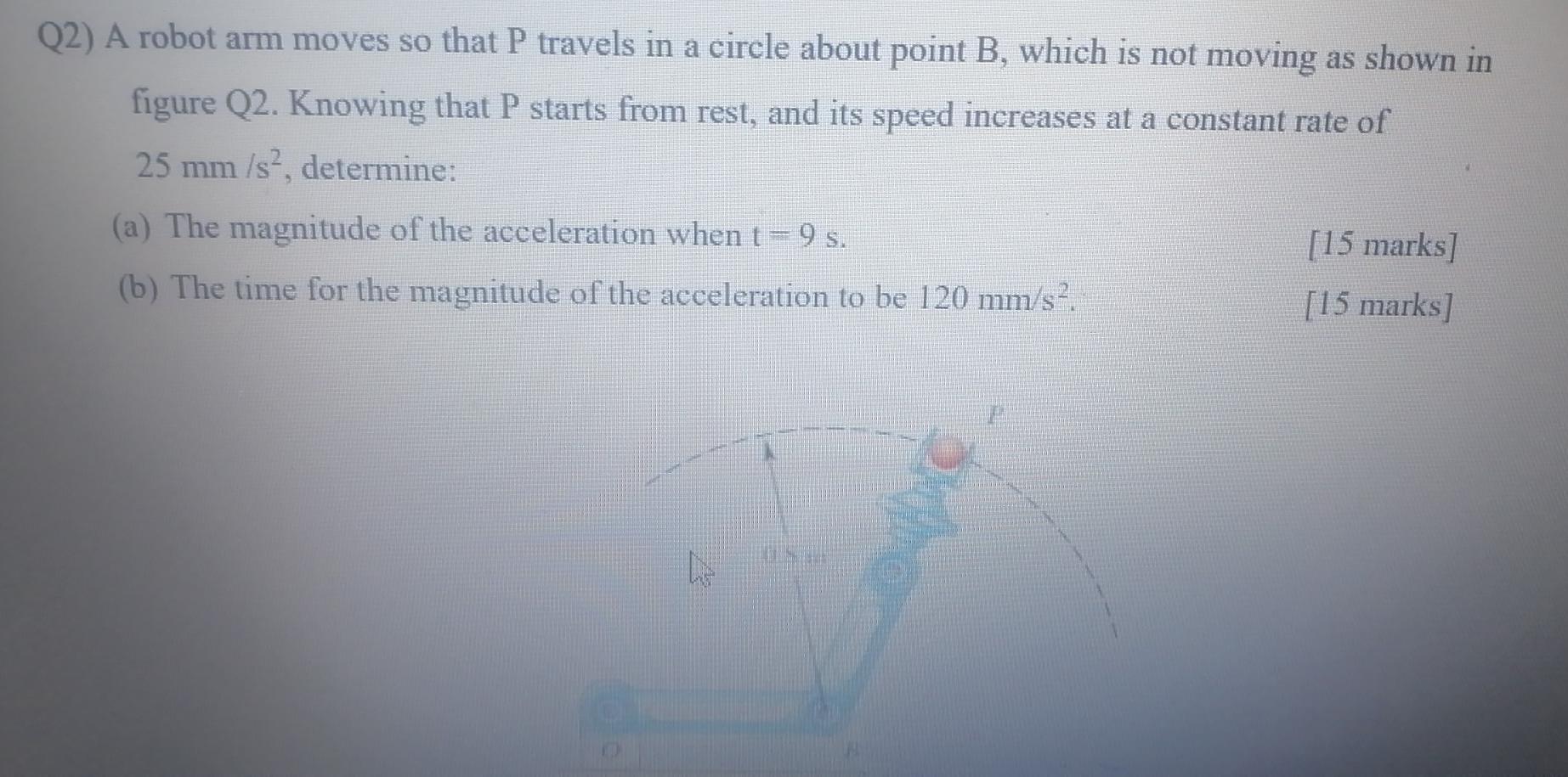 Solved Q2) A robot arm moves so that P travels in a circle | Chegg.com