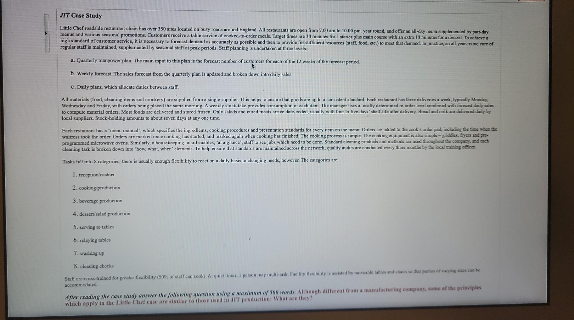 Just-in-time is not just for manufacturing: a service perspective picture