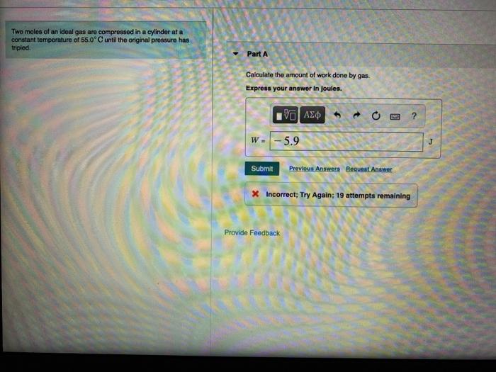 Solved Two moles of an ideal gas are compressed in a | Chegg.com