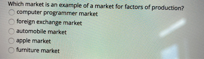 Solved Which Market Is An Example Of A Market For Factors Of | Chegg.com