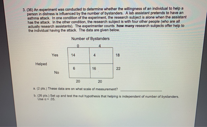 Solved 3. (36) An experiment was conducted to determine | Chegg.com