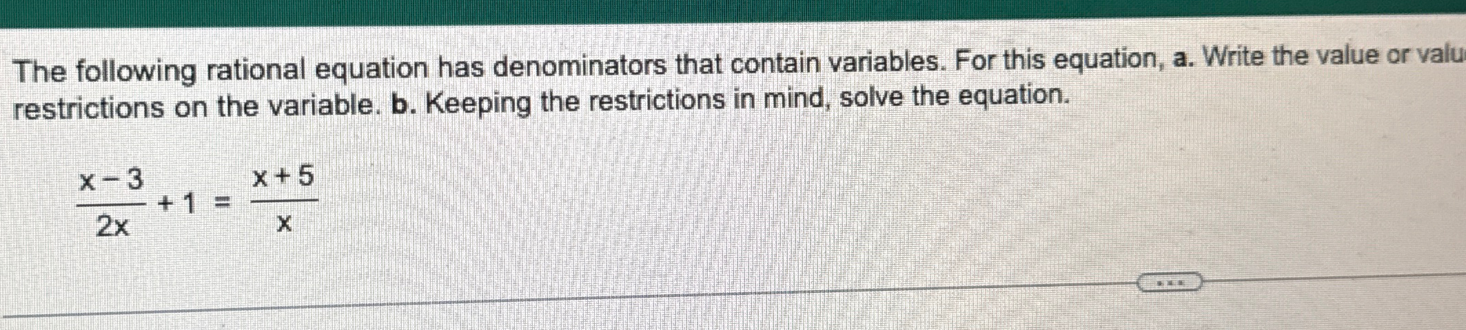 Solved The following rational equation has denominators that | Chegg.com