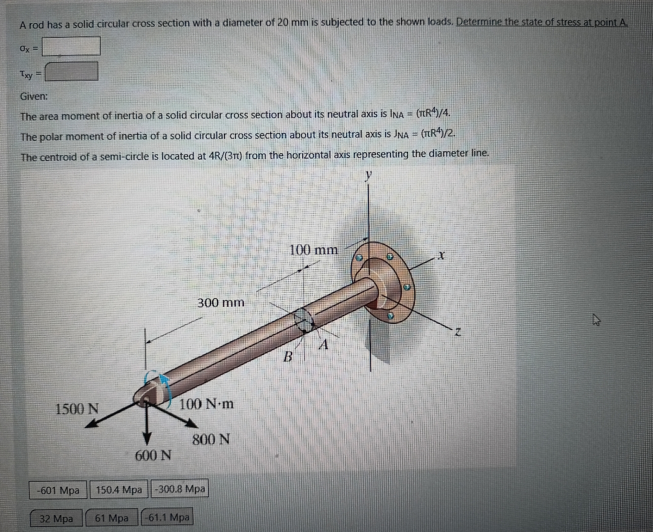 Solved A rod has a solid circular cross section with a | Chegg.com
