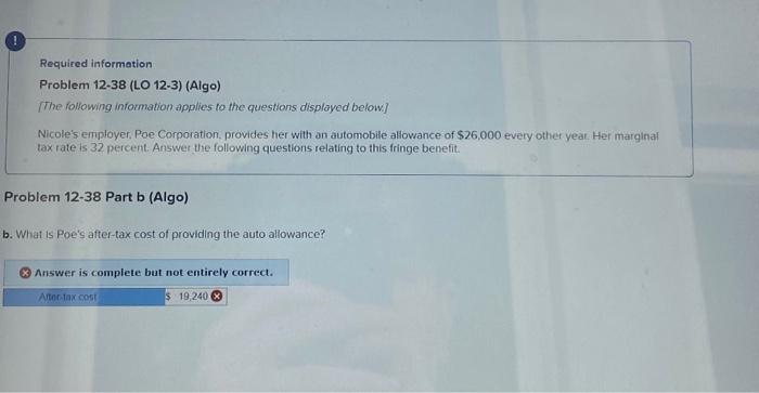 Solved Required Information Problem 12-38 (LO 12-3) (Algo) | Chegg.com