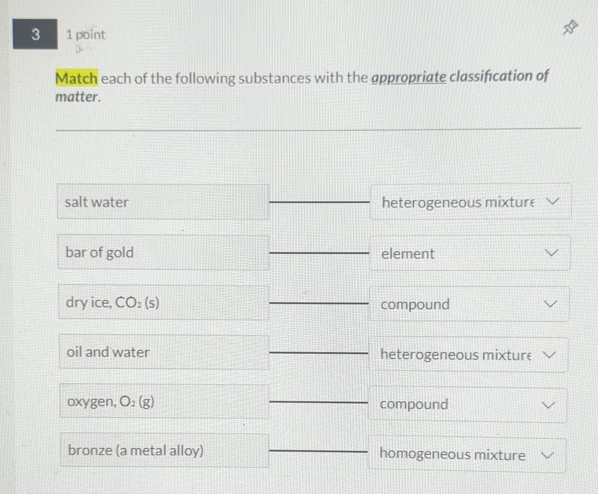 Solved 31 ﻿pointMatch each of the following substances with | Chegg.com