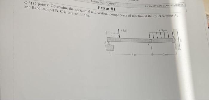 Solved Q.3) (S Points) Determine The Horizontal Exam #1 And | Chegg.com