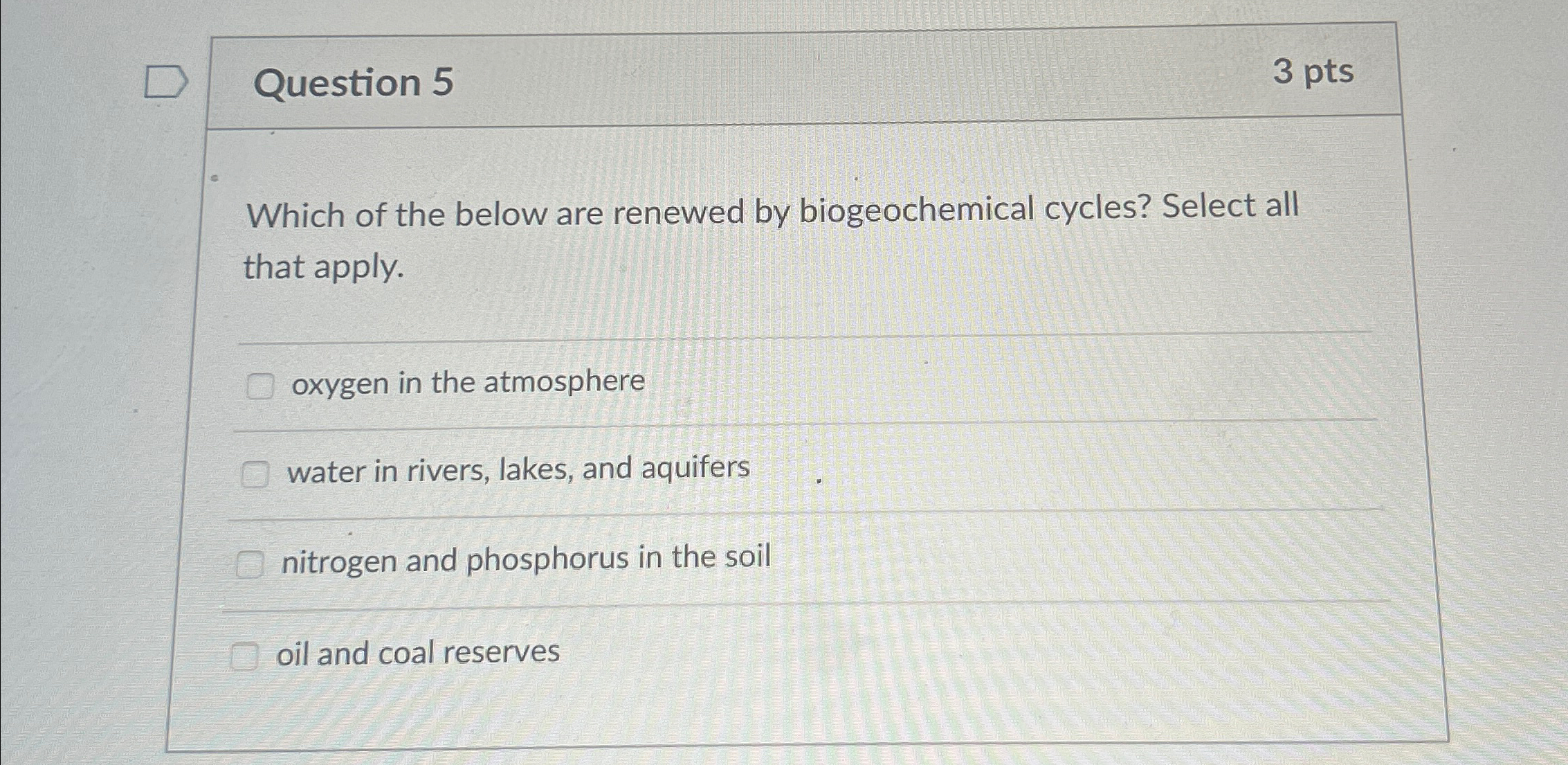 Solved Question 53 ﻿ptsWhich of the below are renewed by | Chegg.com