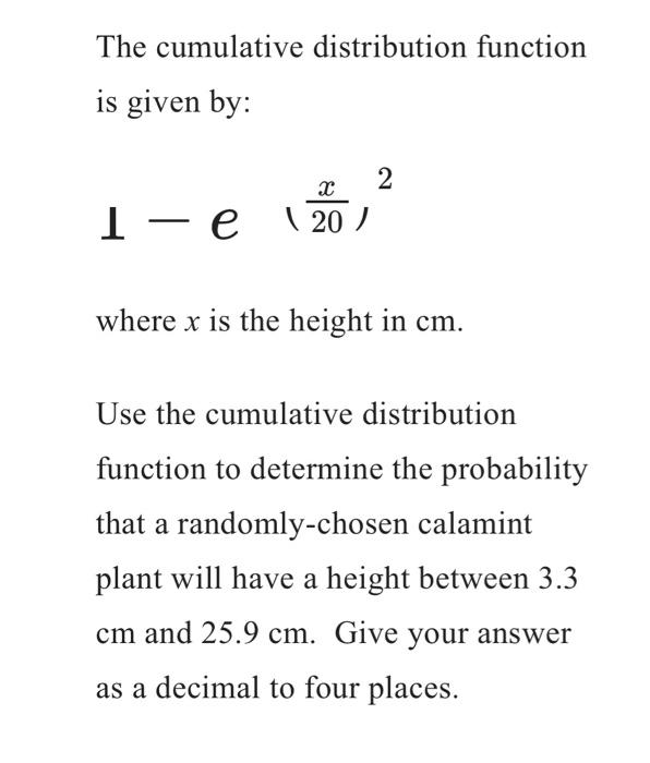 Solved The cumulative distribution function is given by: | Chegg.com