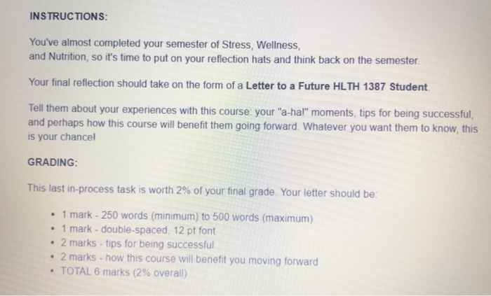 INSTRUCTIONS: You've almost completed your semester | Chegg.com