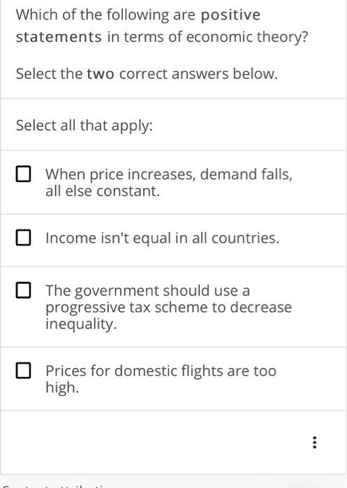 Solved Which of the following are positive statements in | Chegg.com