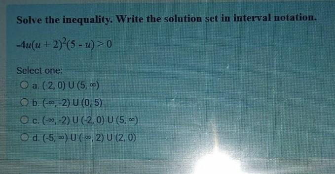Solved Solve the inequality. Write the solution set in | Chegg.com