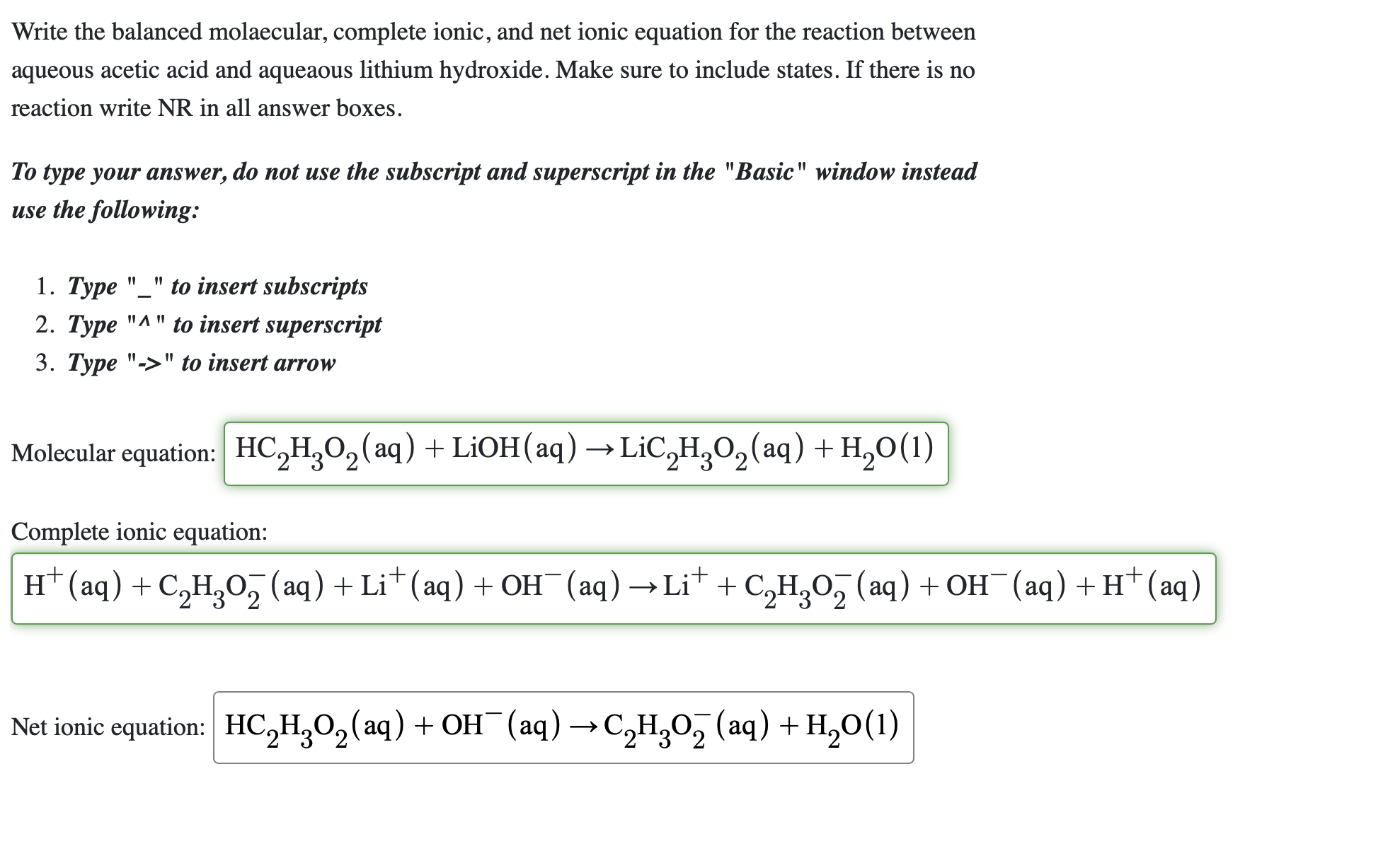Solved Write the balanced molecular, complete ionic, and net | Chegg.com