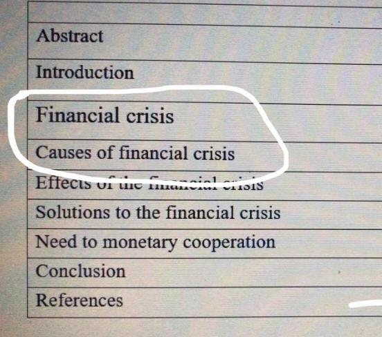 Solved Abstract Introduction Financial Crisis Causes Of | Chegg.com