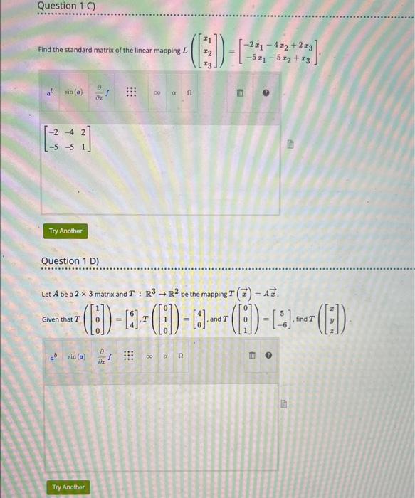 Solved Find The Standard Matrix Of The Linear Mapping | Chegg.com