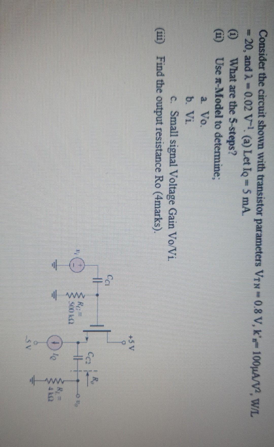 Solved Consider the circuit shown with transistor parameters | Chegg.com