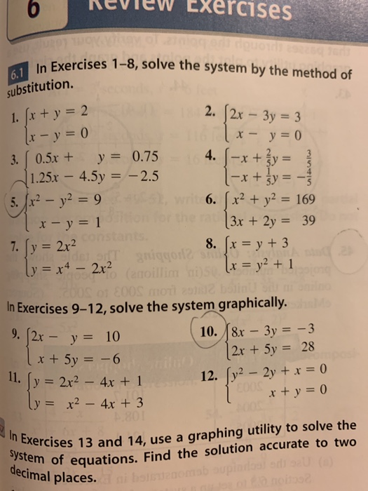 Solved Review Exercises vercises 1-8, solve the system by | Chegg.com