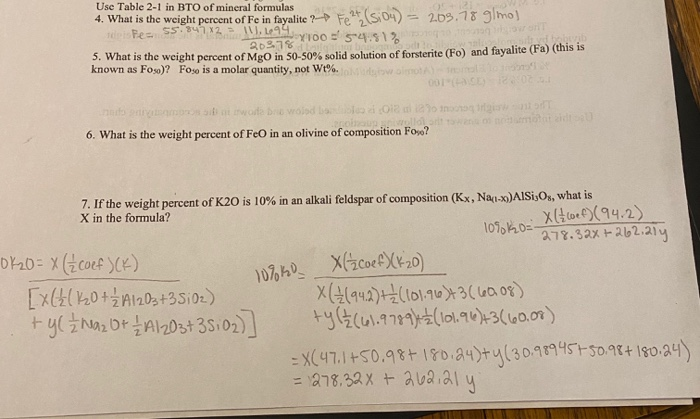 Solved Use Table 2 1 In Bto Of Mineral Formulas 347 X2 4 Chegg Com