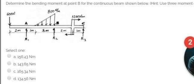 Solved Determine the bending moment at point. B for the | Chegg.com