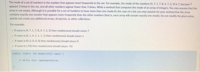 Solved The mode of a set of numbers is the number that Chegg com