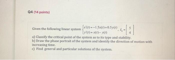 Solved Given the following linear system | Chegg.com