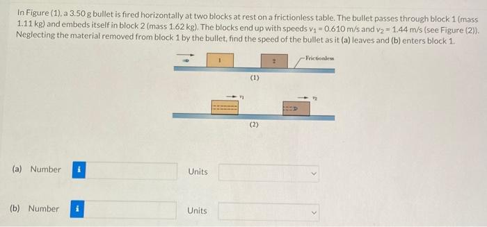 Solved In Figure (1), A 3.50 G Bullet Is Fired Horizontally | Chegg.com