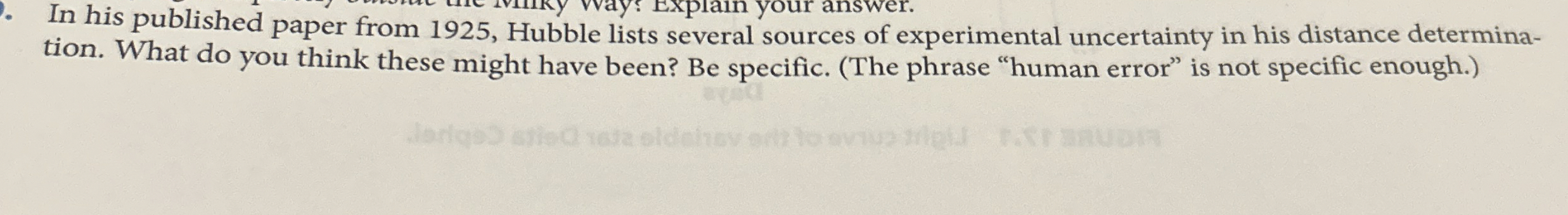 Solved In his published paper from 1925, ﻿Hubble lists | Chegg.com