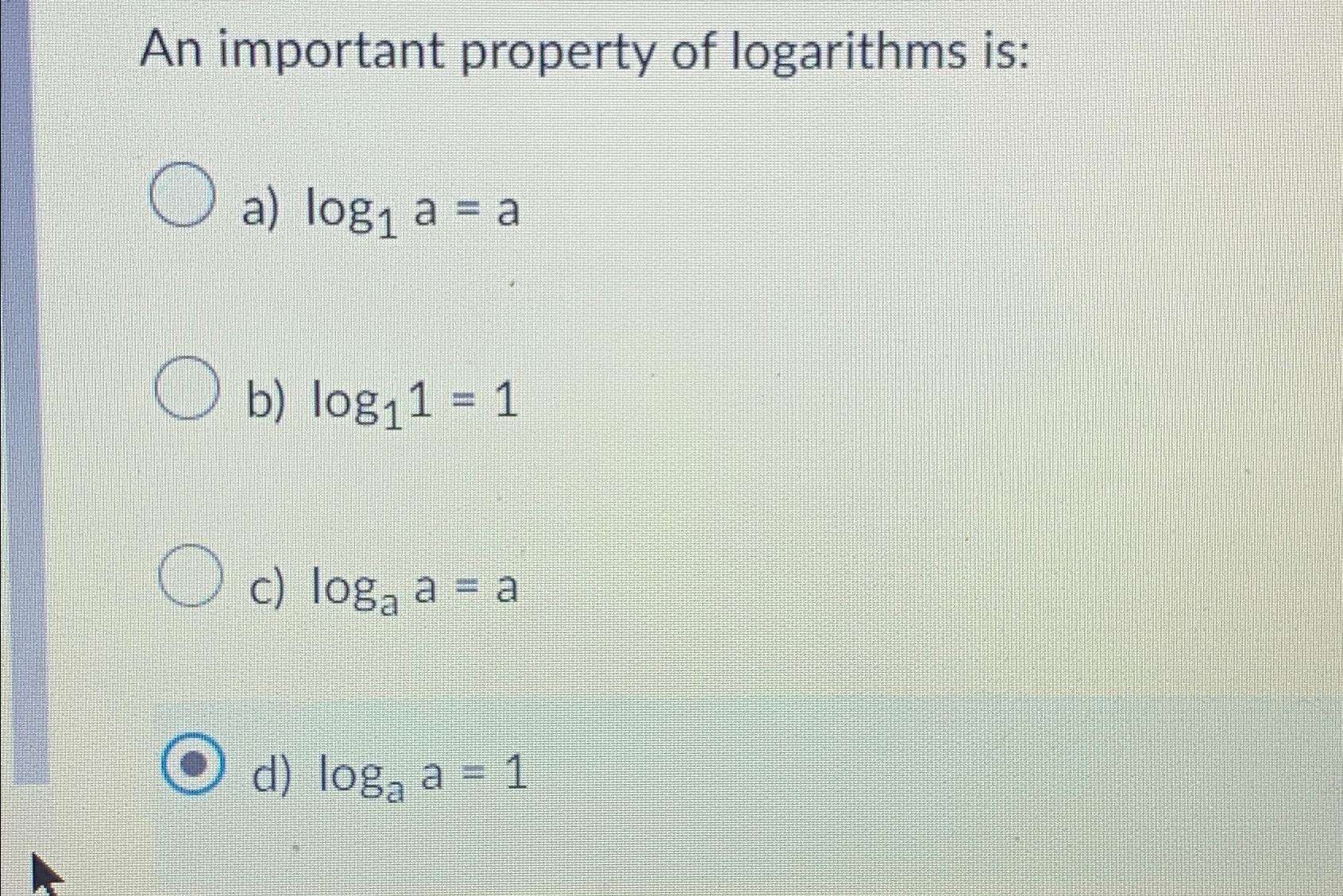 Solved An Important Property Of Logarithms 0930