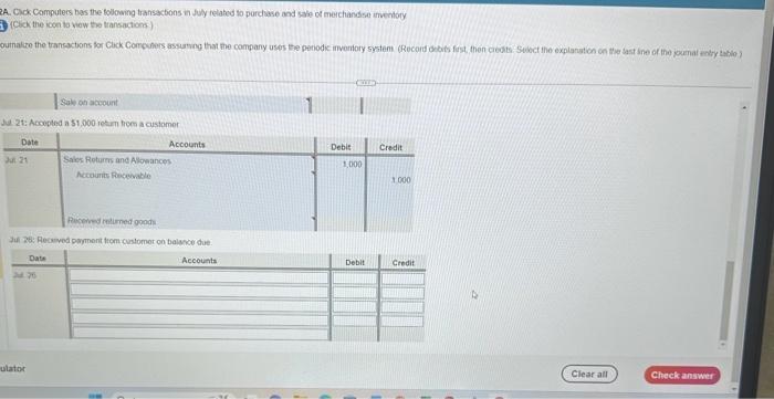 Solved 12A. Cick Concuters has the following transactions in | Chegg.com