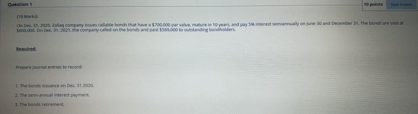 Solved Question 1 10 points Save Answer (10 Marks) On Dec. | Chegg.com