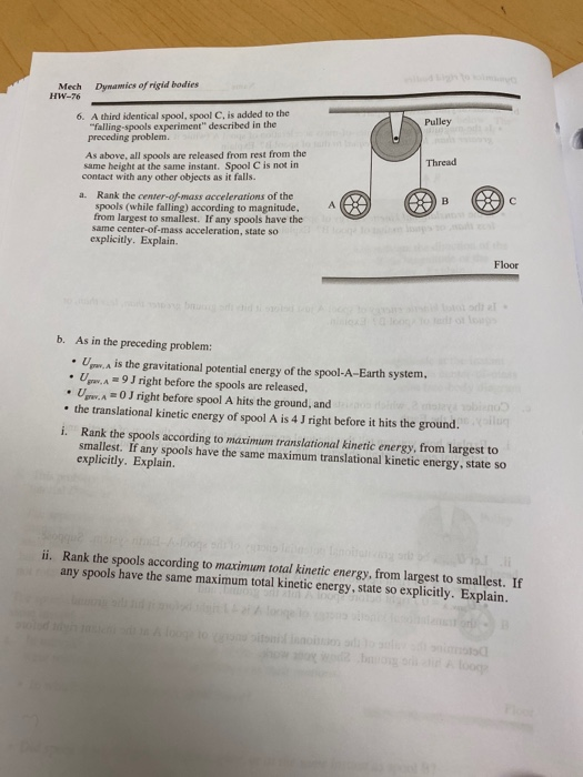 Solved Mech HW-76 Dynamics of rigid bodies Pulley 6. A third | Chegg.com