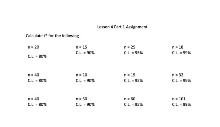 Solved Lesson 4 Part 1 Assignment Calculate T* For The | Chegg.com