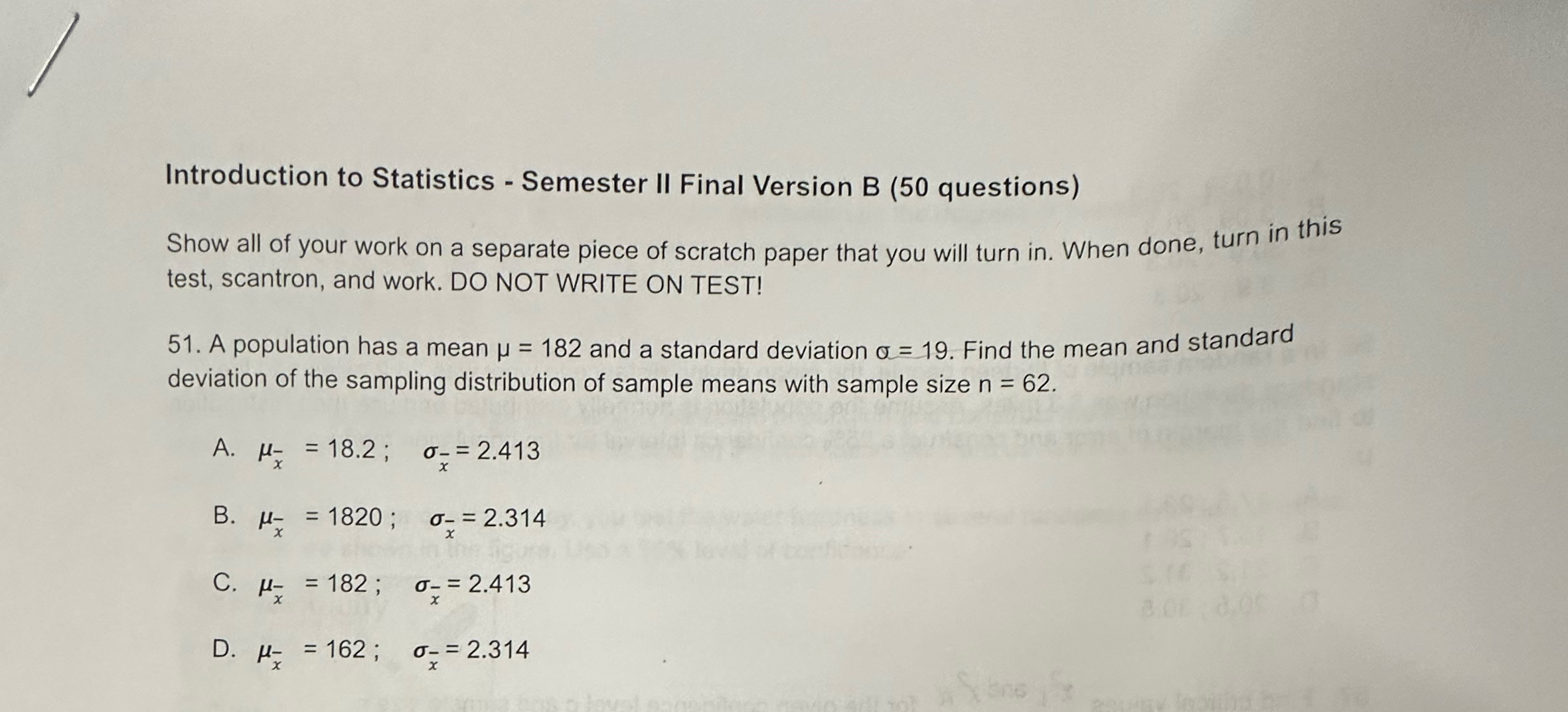 Solved Introduction To Statistics ï Semester Ii Final Chegg