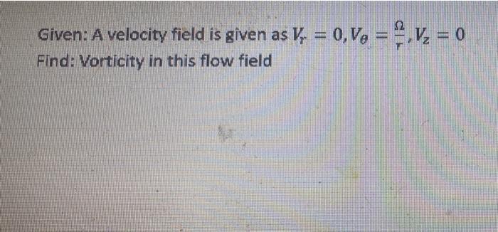 Solved Given: A velocity field is given as V, = 0,Ve = .V = | Chegg.com