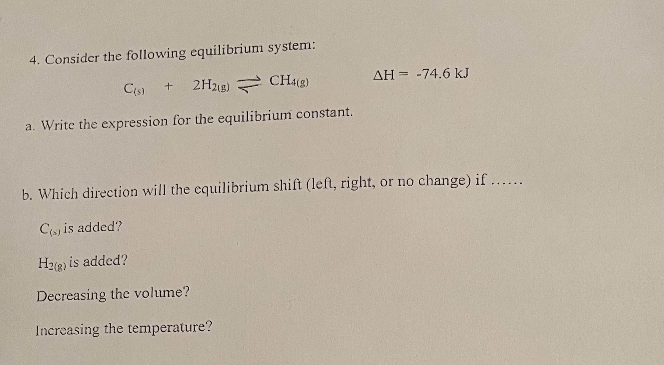 Solved Consider The Following Equilibrium | Chegg.com