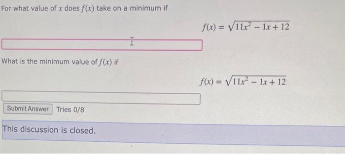 what is the minimum value of f x x2 5x 41