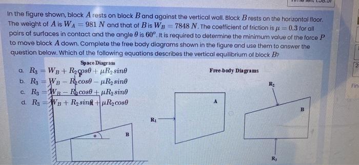 Solved H.O.O In the figure shown, block A rests on block B | Chegg.com