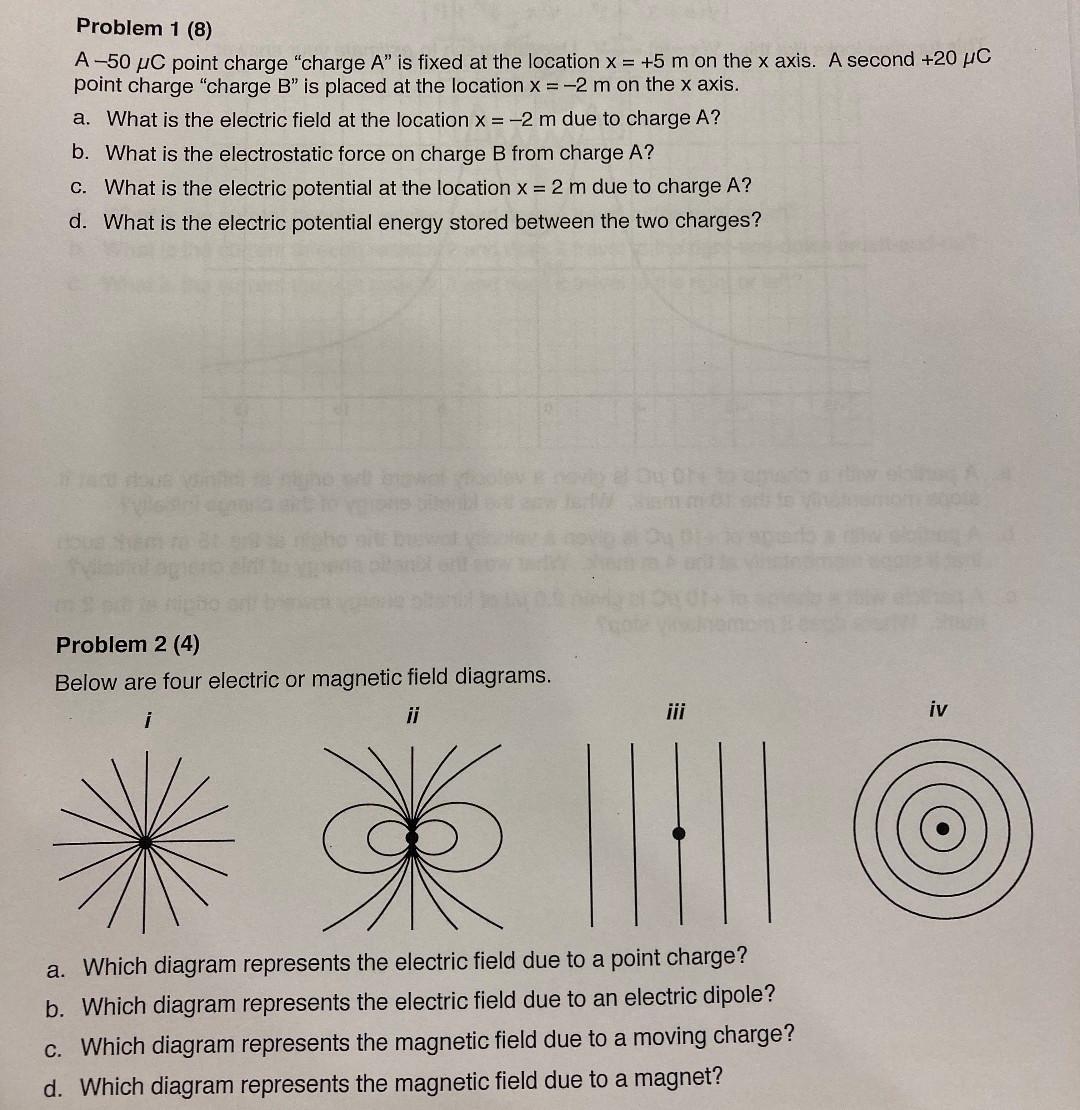 Solved Problem 1 (8) A−50μC point charge 