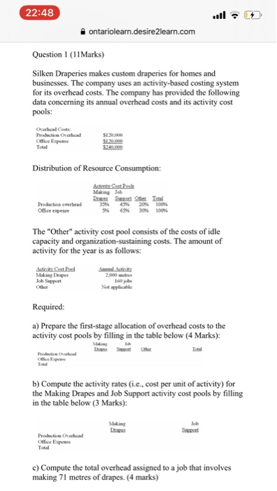 22 48 Ontariolearn Desire2learn Com Question 1 11 Chegg Com