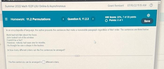 Solved Summer 2022 Math 1029 LSU Online & Asynchronous | Chegg.com