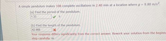 Solved simple pendulum makes 108 complete oscillations in | Chegg.com