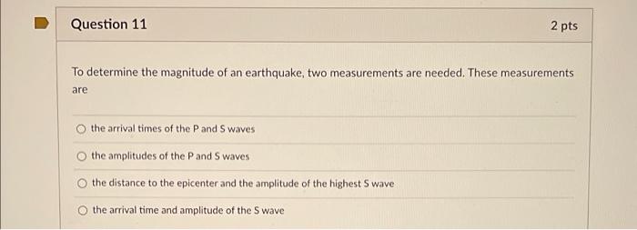 Solved Question 4 3 pts Provided below is a seismogram | Chegg.com