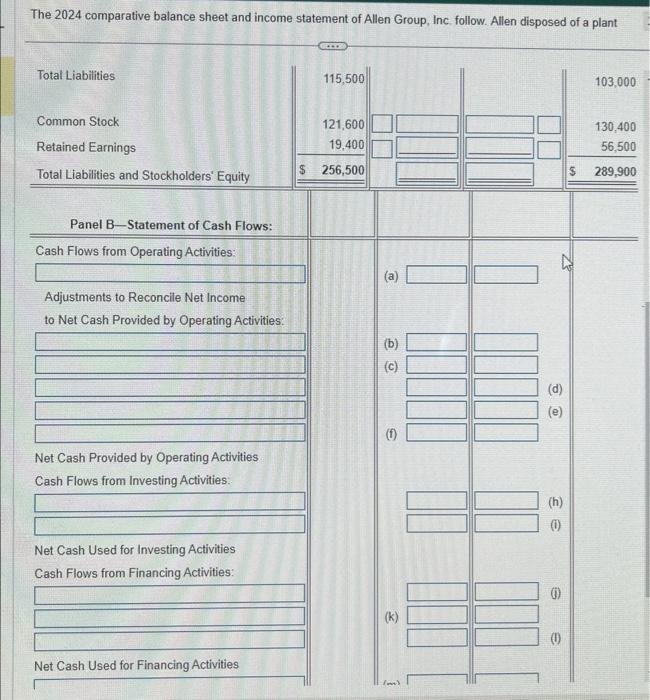 Solved The 2024 Comparative Balance Sheet And Income Chegg Com   Image