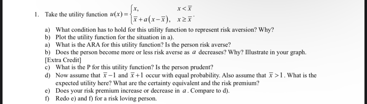 Solved Take the utility function | Chegg.com