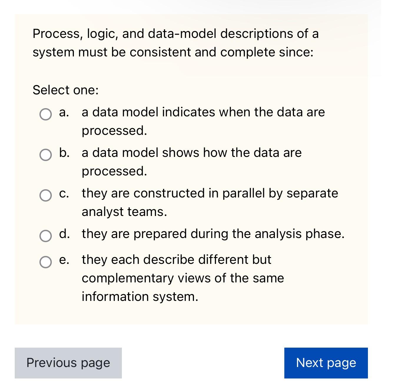 Solved Process, logic, and data-model descriptions of a | Chegg.com
