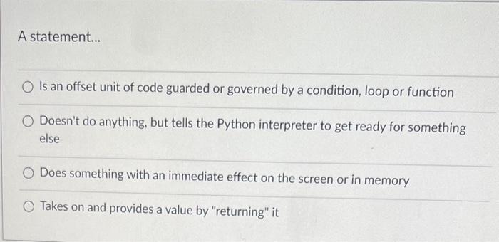 Solved A statement... an offset unit of code guarded or | Chegg.com