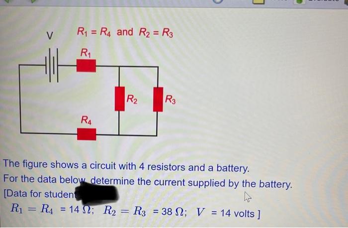 Solved V R1=R4 and R2=R3 The figure shows a circuit with 4 | Chegg.com